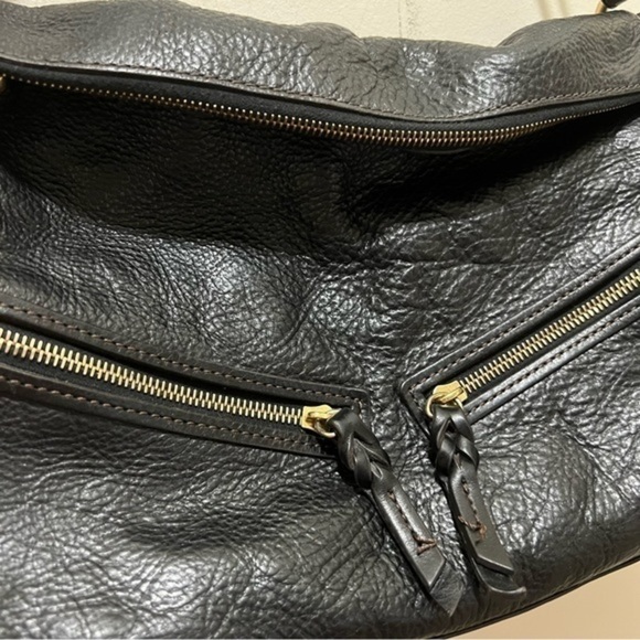 Dooney & Bourke zip sac bag black distressed leather zipper closure EUC - Picture 6 of 13